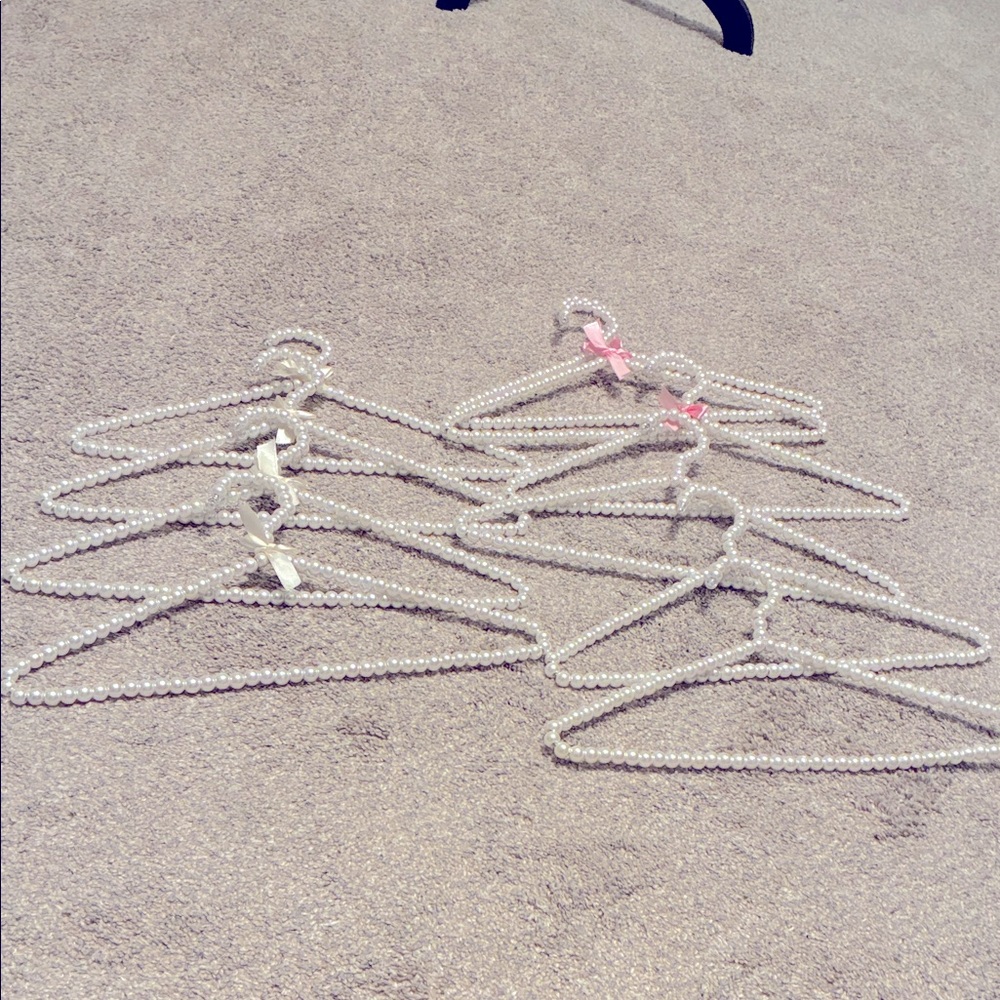 Set of Pearl Beaded Hangers with Bows